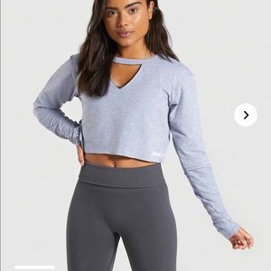 Gymshark Power Down Crop Top - Steel Blue